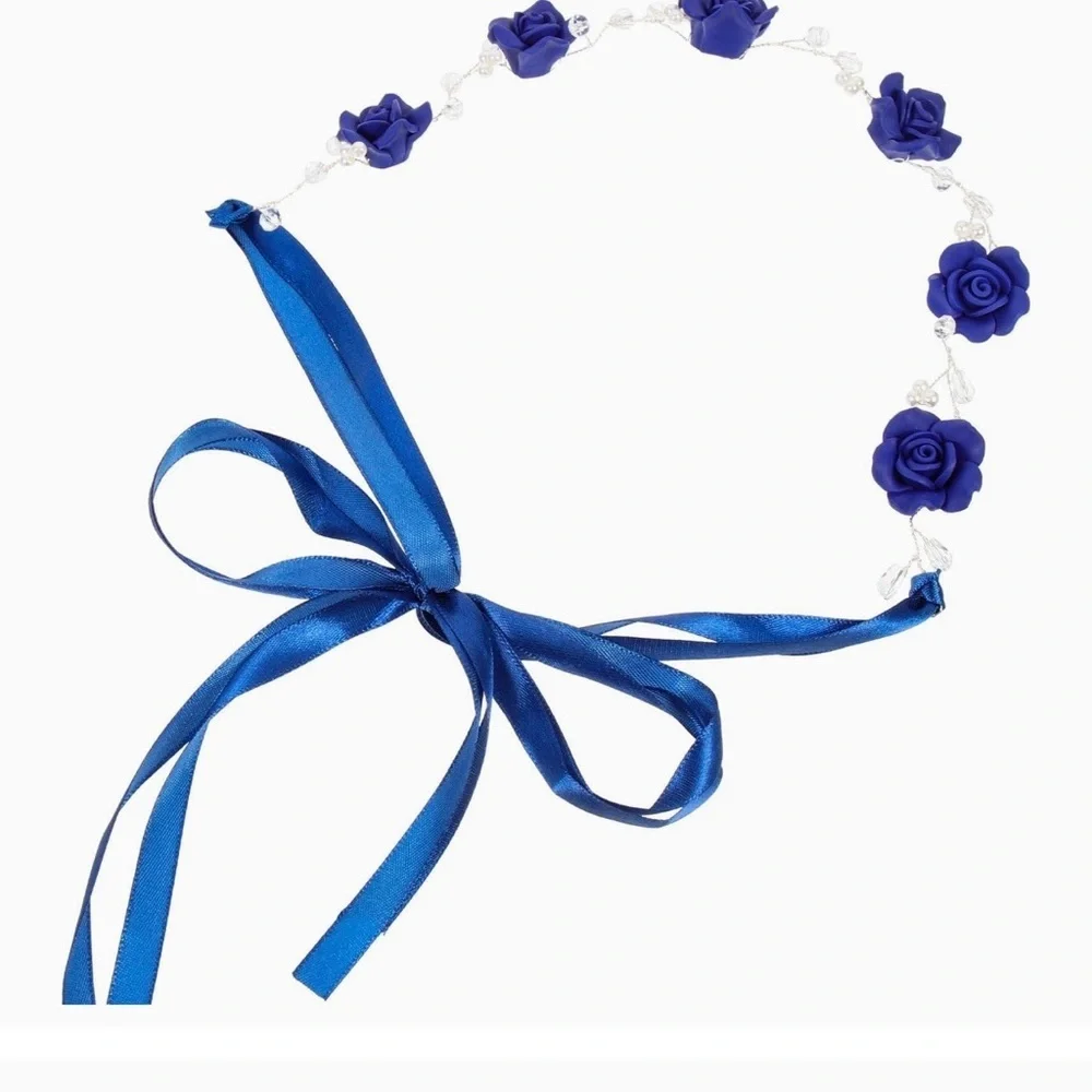Royal Blue Rose Ribbon Headband